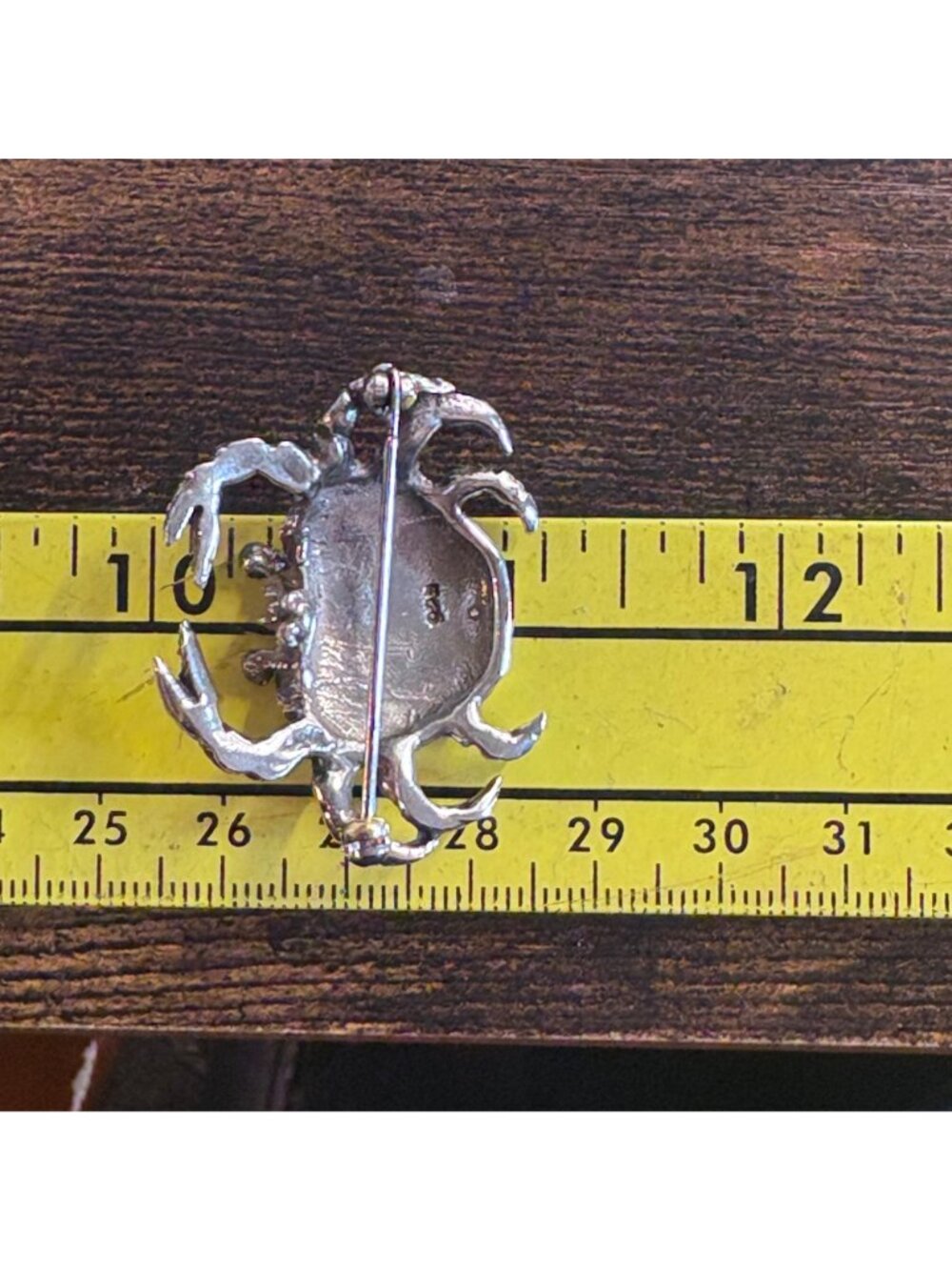 Turquoise Eyes Crab Brooch Sterling Silver 925 Size 1.5" Length - Picture 9 of 10